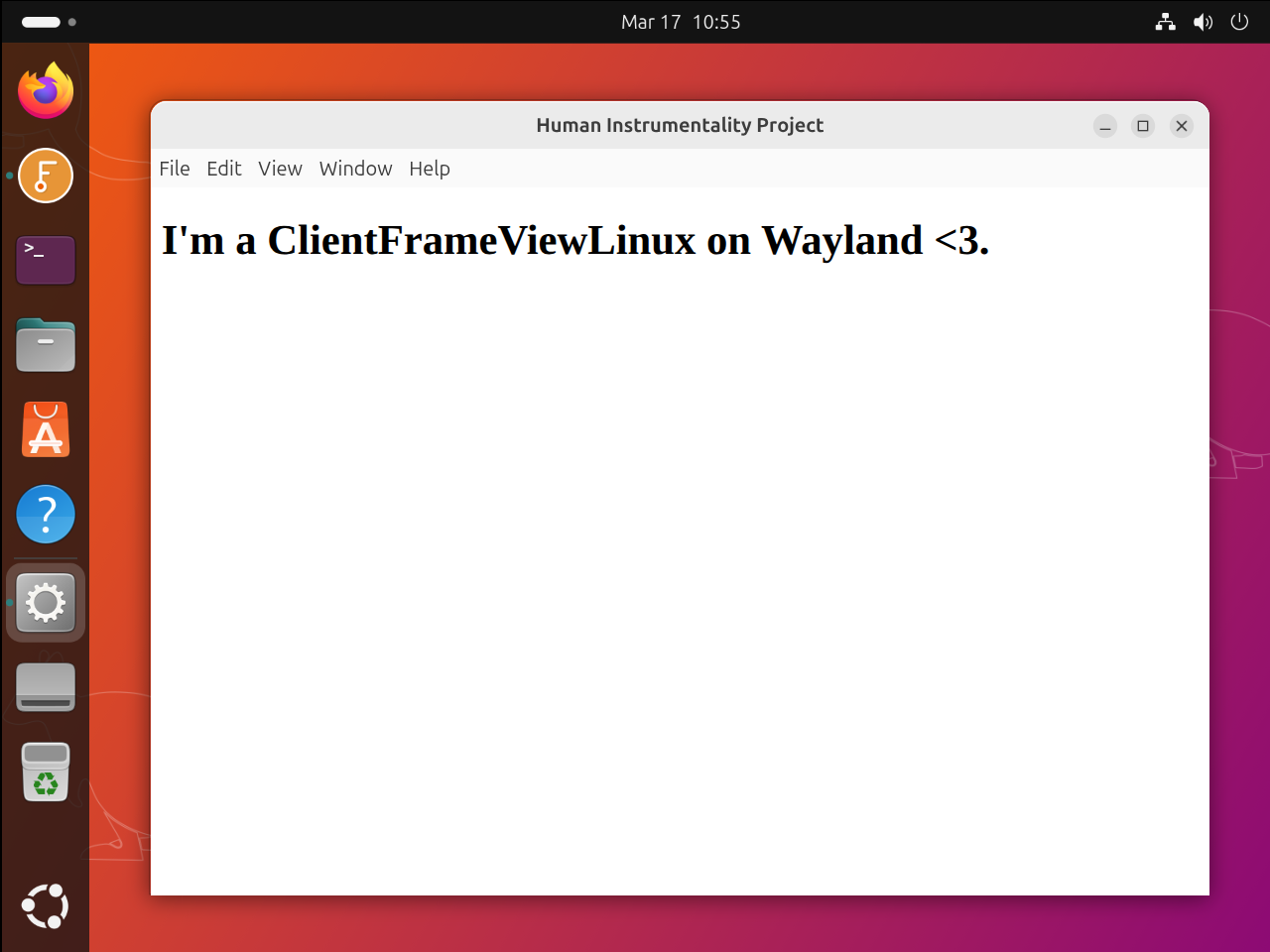 Screenshot of a ClientFrameViewLinux with client-side decorations on GNOME